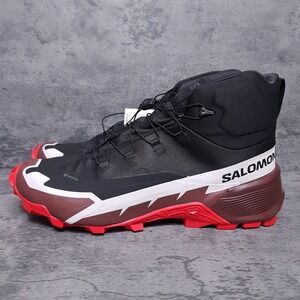 SALOMON‎ Cross Hike Mid GTX 2 Gore-Tex Hiking Boots Mens 12 Black Red Bred Nby